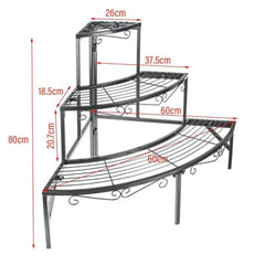 Modern Three-Tier Corner Plant Stand with Mesh Design-Wooden Crest