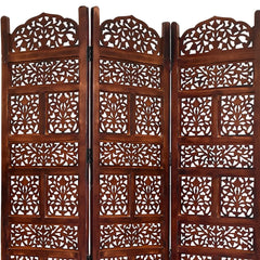 Heritage Three-Panel Room Divider with Palm Frond Design