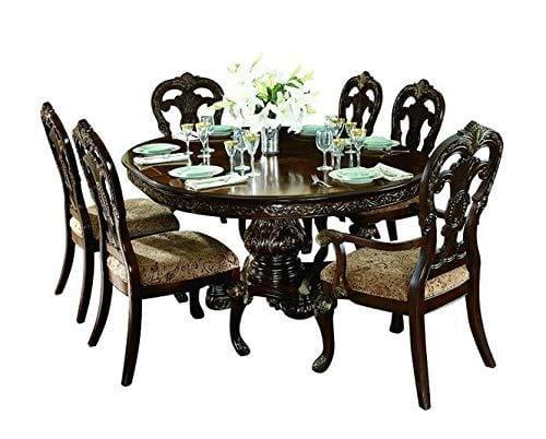 Handicrafts Stylish Look Sheesham Wood Round Shape Dining Table +Chair 6 Seater