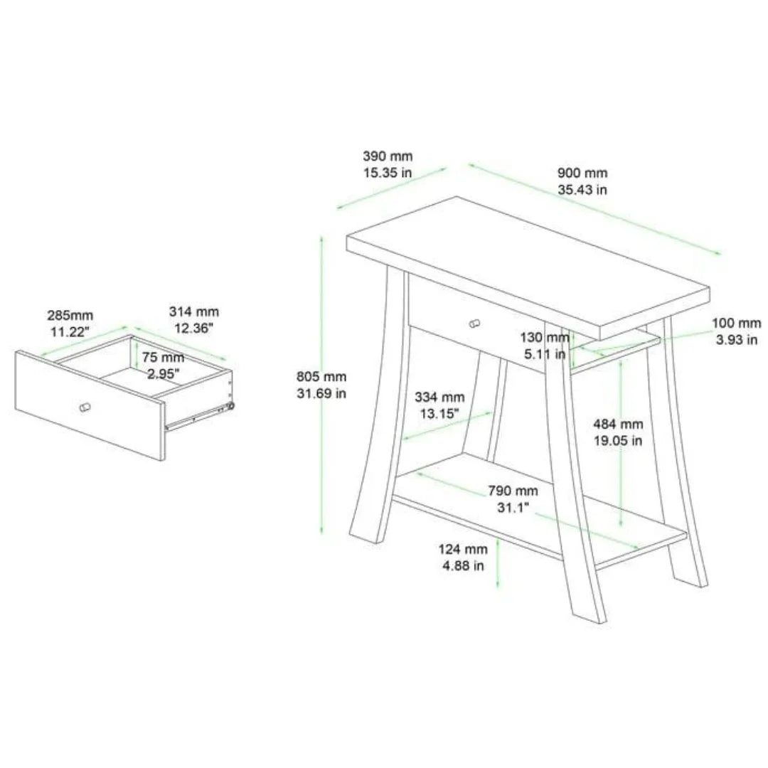 Modern A-Frame Console Table with Storage Drawer