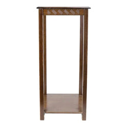 Asian-Inspired Two-Tier Plant Stand with Greek Key Design