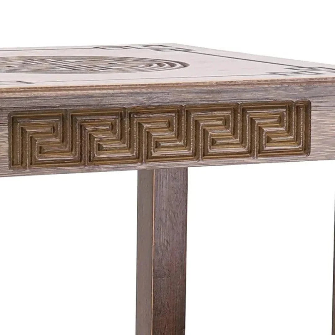 Asian-Inspired Two-Tier Plant Stand with Greek Key Design