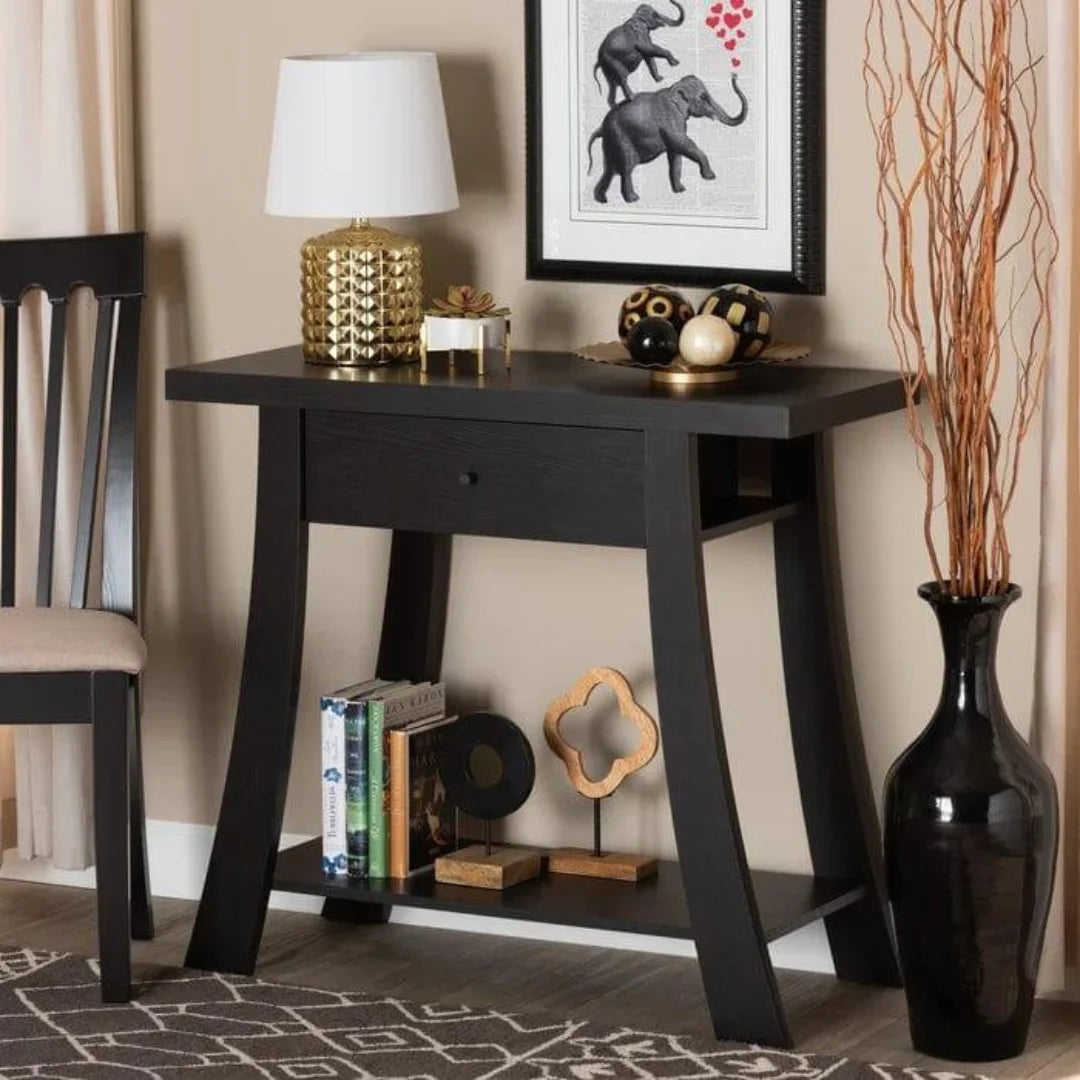 Modern A-Frame Console Table with Storage Drawer