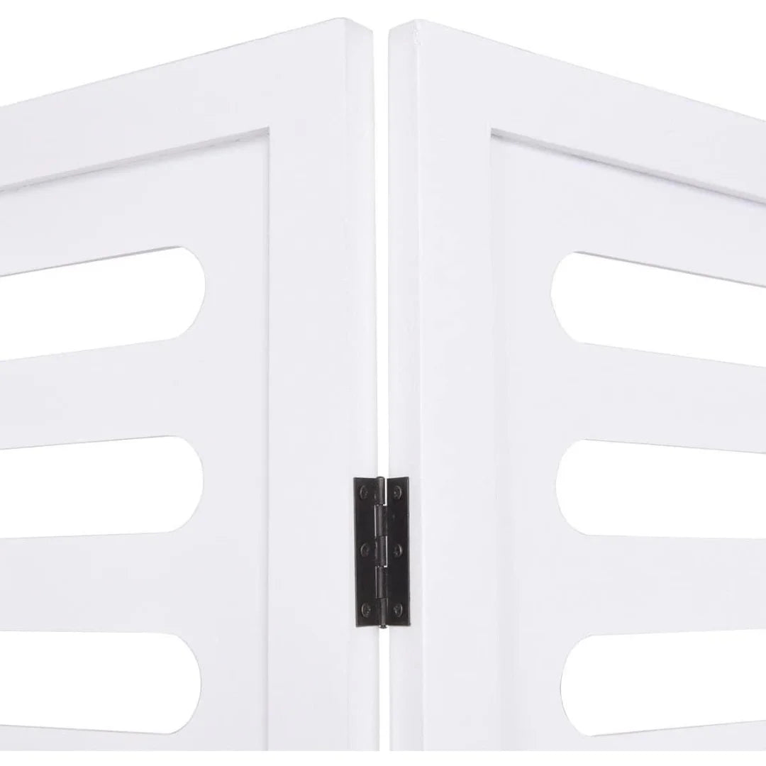 Palatial Six-Panel Room Divider with Lotus Fan Design-Wooden Crest