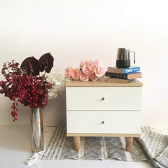 Scandinavian Multi-Drawer Side Table with Wooden Legs