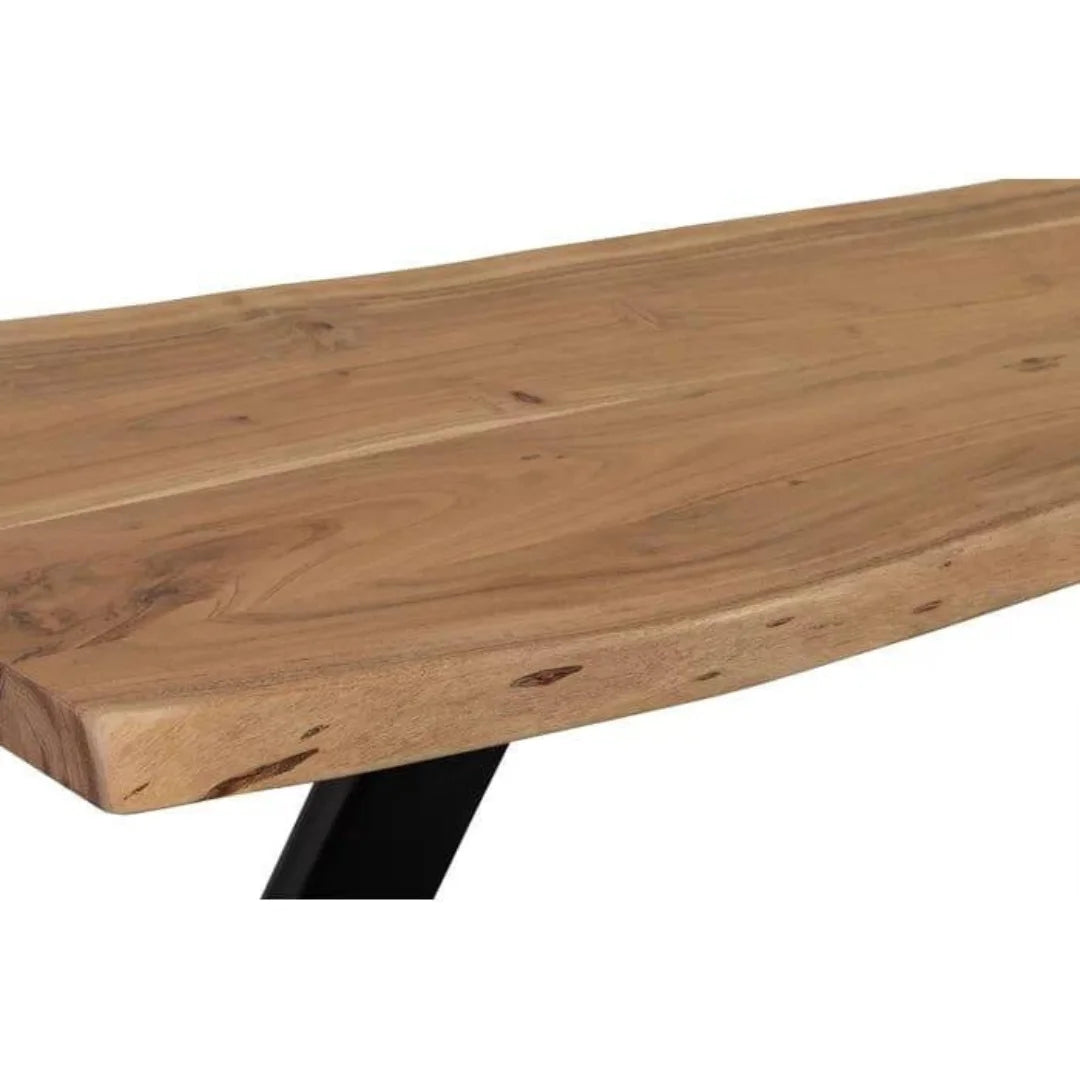 Industrial Live Edge Console Table with X-Frame Base