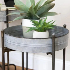 Industrial Two-Piece Plant Stand Set with Galvanized Trays