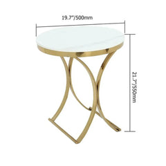 Modern Round Side Table with Curved Metal Base