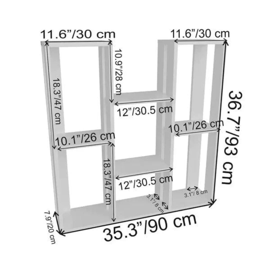 Modern Nine-Shelf Display Unit with Staggered Design