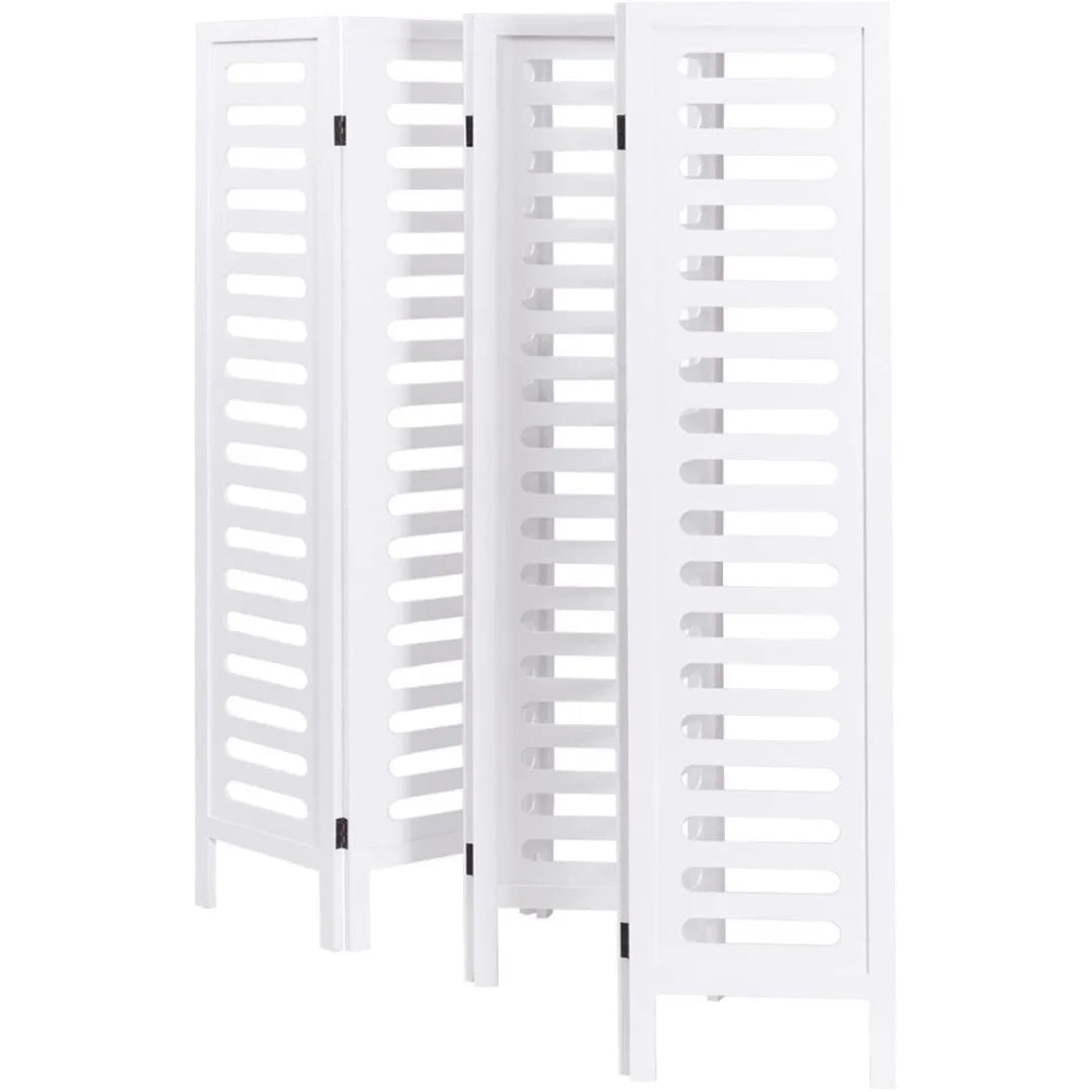 Palatial Six-Panel Room Divider with Lotus Fan Design-Wooden Crest