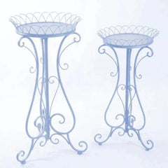Victorian Two-Piece Plant Stand Set with Crown Design-Wooden Crest