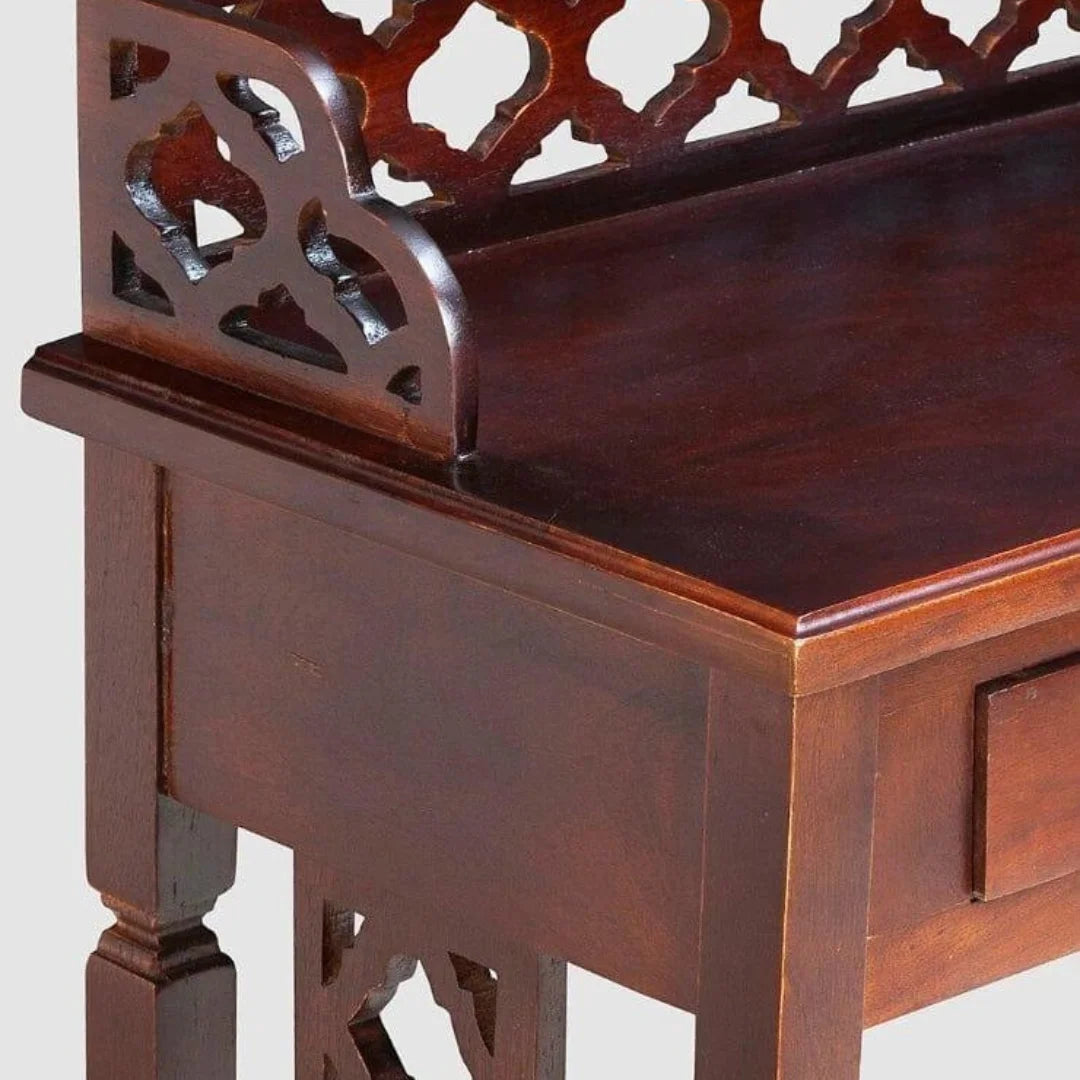 Traditional Console Table with Lattice Gallery Rail