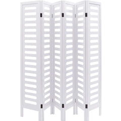 Palatial Six-Panel Room Divider with Lotus Fan Design-Wooden Crest