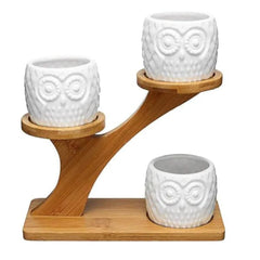 Modern Three-Tier Bamboo Plant Stand with Integrated Planters-Wooden Crest