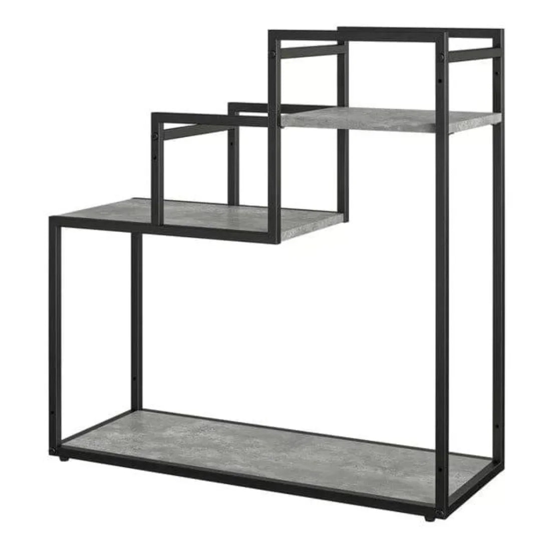 Modern Three-Tier Plant Stand with Stepped Design-Wooden Crest