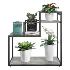 Modern Three-Tier Plant Stand with Stepped Design-Wooden Crest