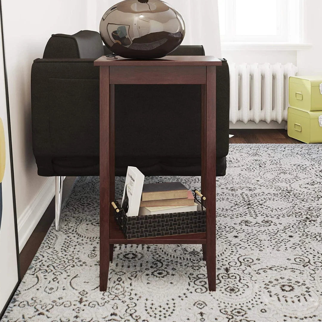 Traditional Tall End Table with Open Shelf