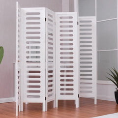 Palatial Six-Panel Room Divider with Lotus Fan Design-Wooden Crest