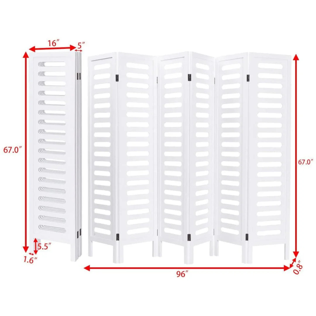 Palatial Six-Panel Room Divider with Lotus Fan Design-Wooden Crest