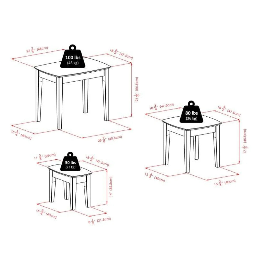 Traditional Nesting Tables Set with Tapered Legs