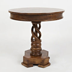 Traditional Pedestal End Table with Turned Column