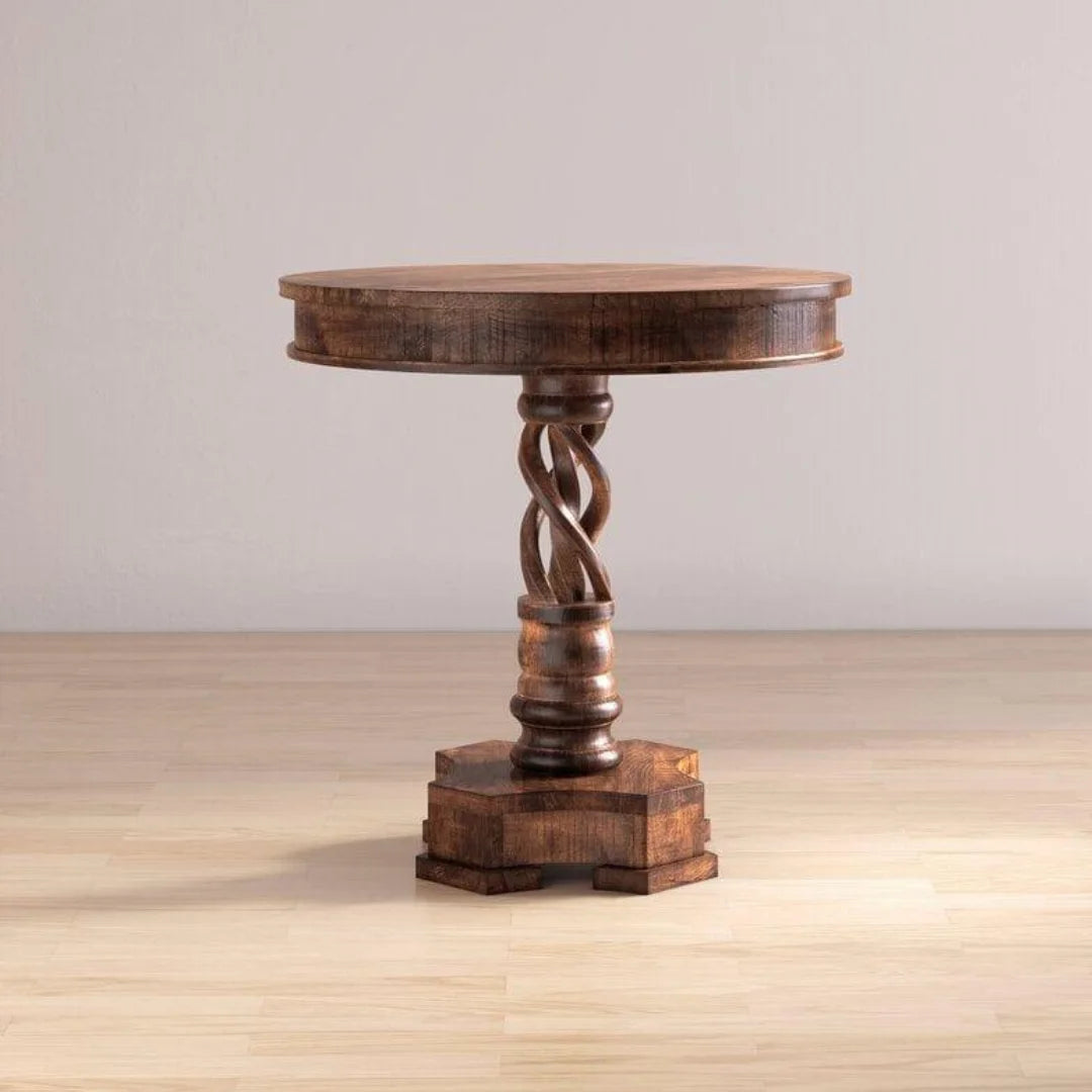 Traditional Pedestal End Table with Turned Column