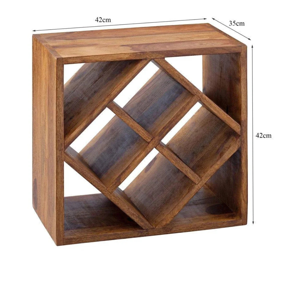 Modern Cube Wine Rack Side Table with Diamond Storage