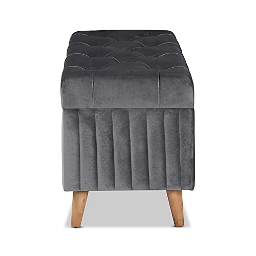 Baxton Studio Grey/Walnut Brown Ottoman