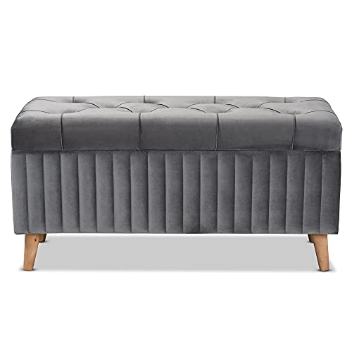 Baxton Studio Grey/Walnut Brown Ottoman