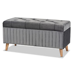 Baxton Studio Grey/Walnut Brown Ottoman