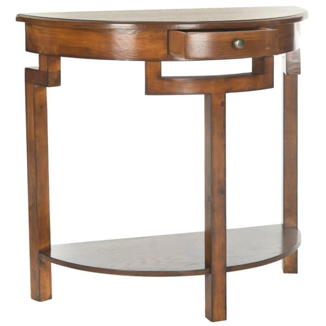 Traditional Half-Moon Console Table with Storage