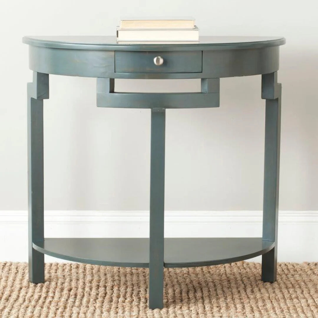 Traditional Half-Moon Console Table with Storage