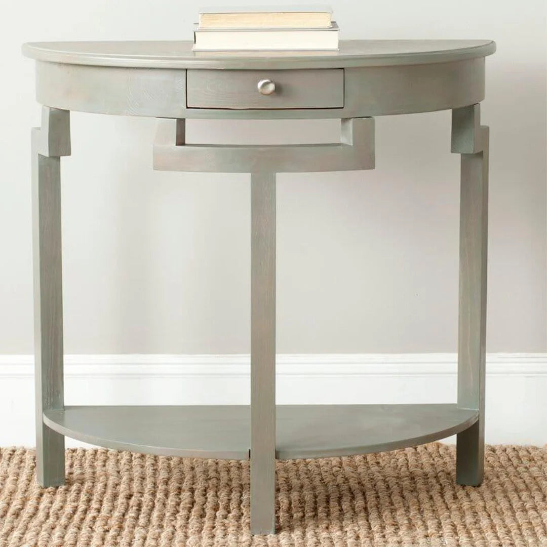 Traditional Half-Moon Console Table with Storage