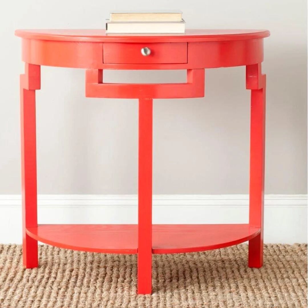 Traditional Half-Moon Console Table with Storage