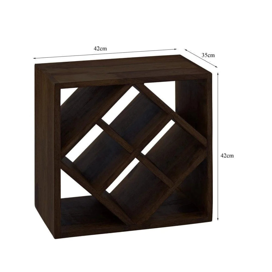 Modern Diamond Wine Rack Cube with Geometric Design