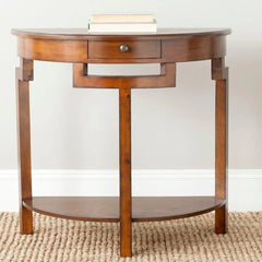 Traditional Half-Moon Console Table with Storage