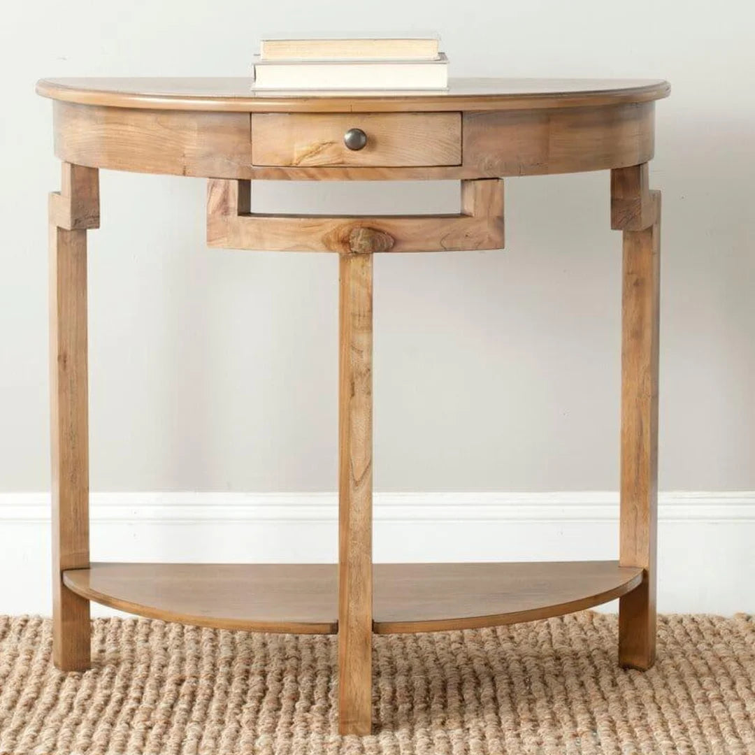 Traditional Half-Moon Console Table with Storage