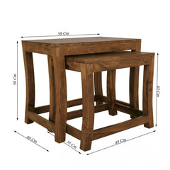 Nested Wooden Side Tables Set with Contemporary Design-Wooden Crest