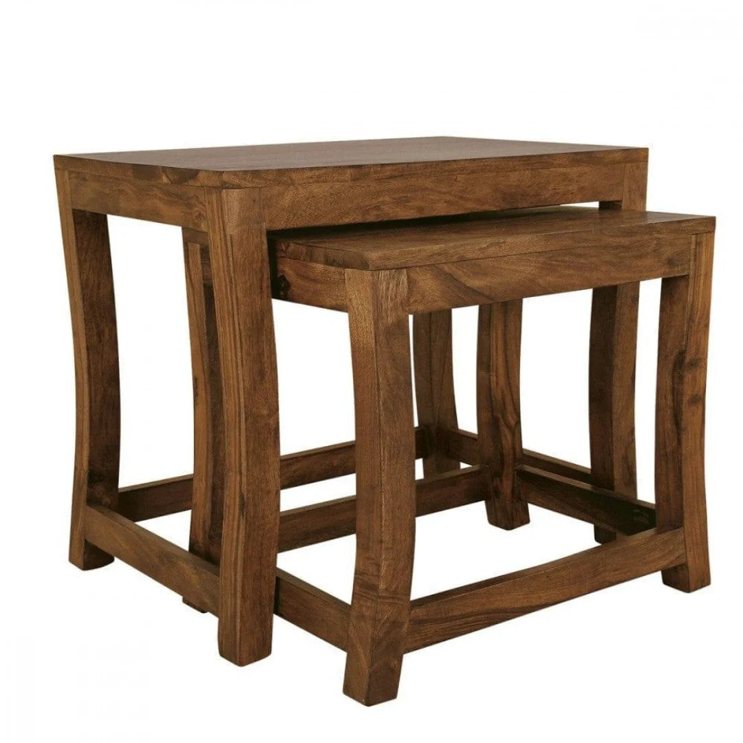 Nested Wooden Side Tables Set with Contemporary Design-Wooden Crest