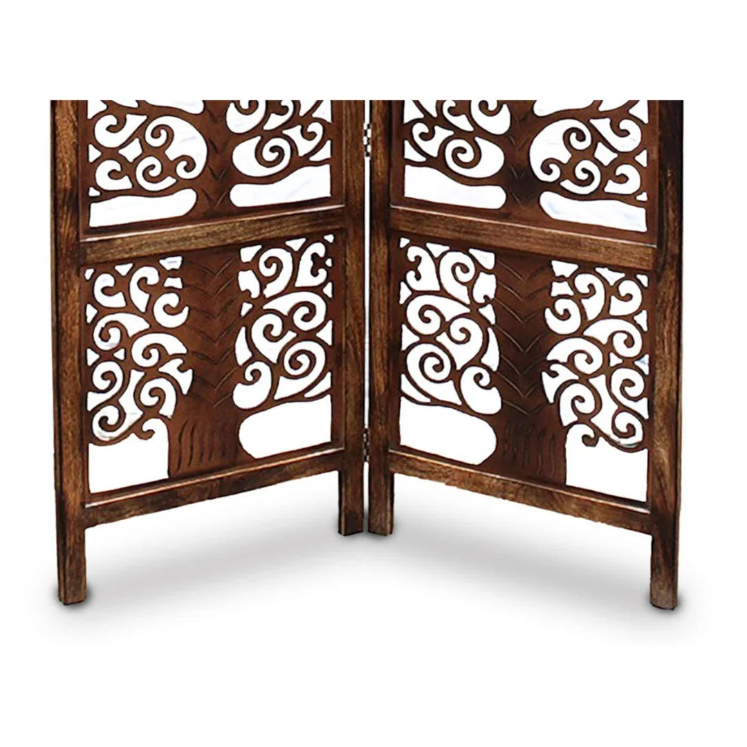 Art Deco Two-Panel Room Divider with Tree Scrollwork