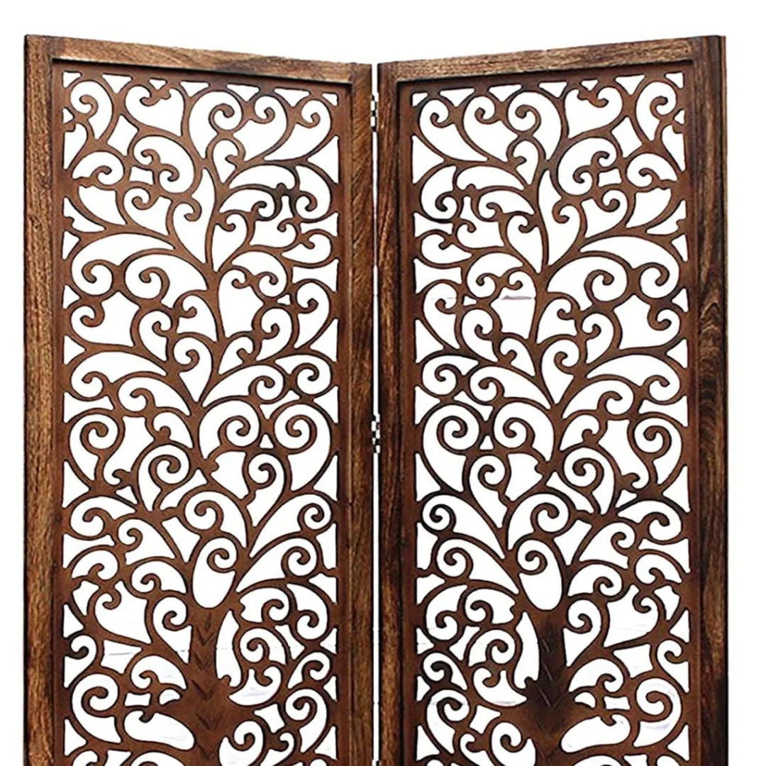 Art Deco Two-Panel Room Divider with Tree Scrollwork