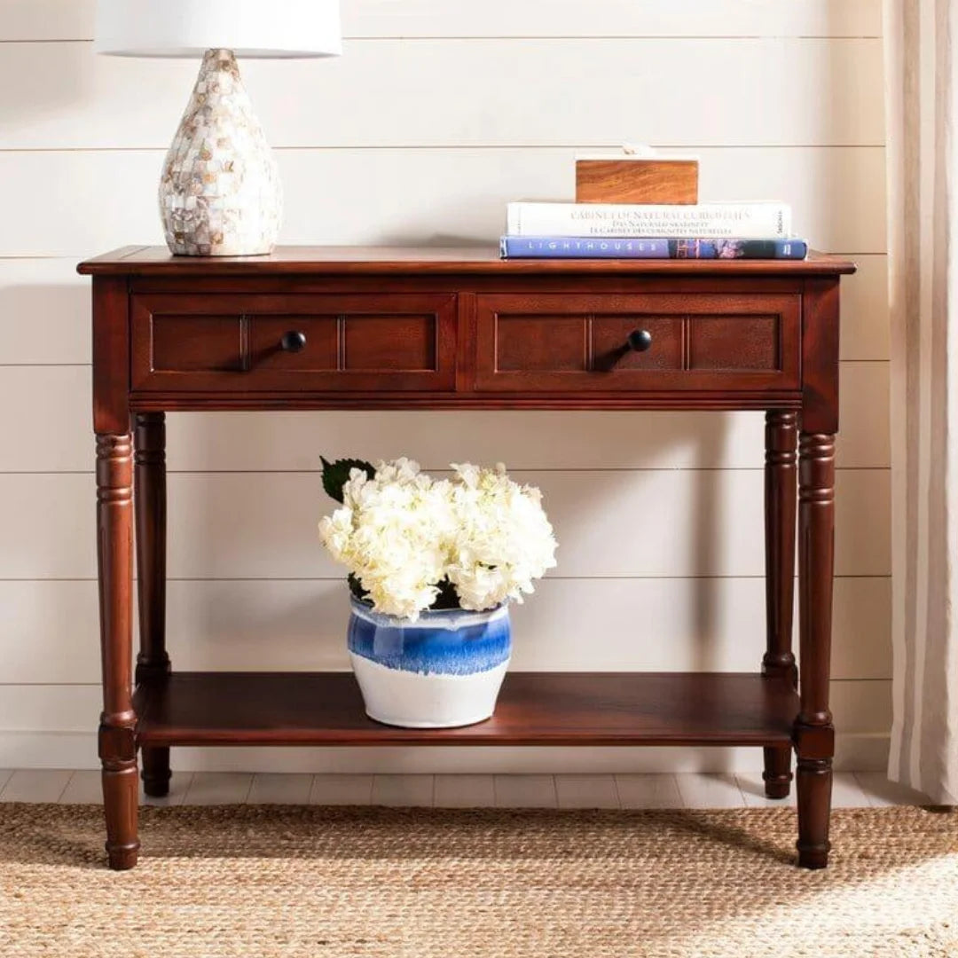 French Country Console Table with Double Drawers