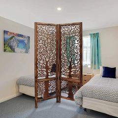 Art Deco Two-Panel Room Divider with Tree Scrollwork