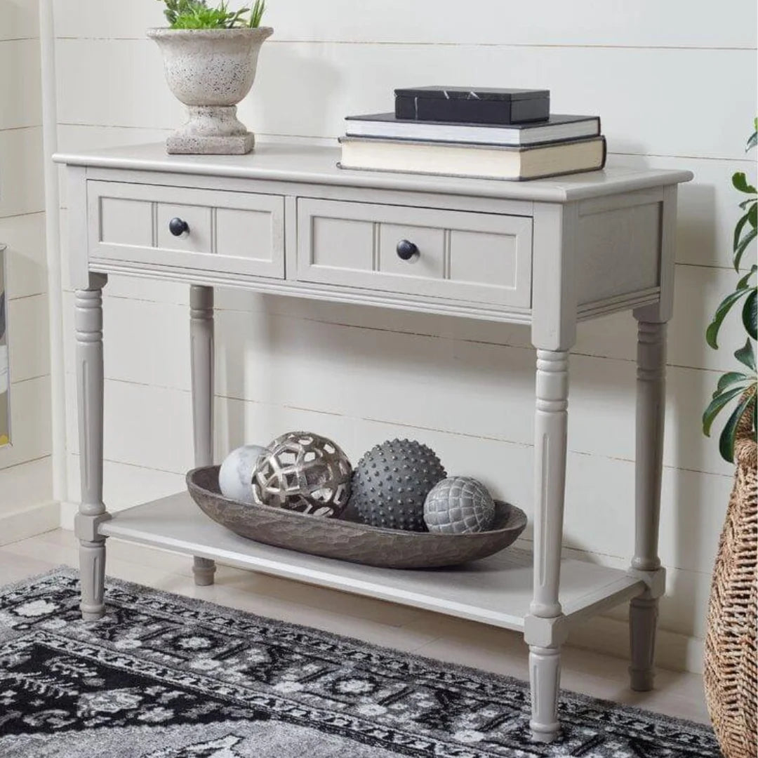 French Country Console Table with Double Drawers