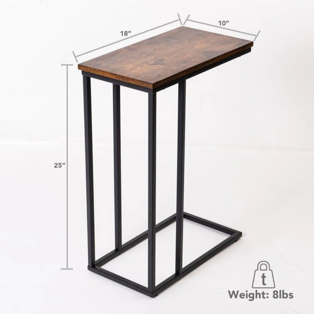 Industrial C-Shape Laptop Table with Metal Frame