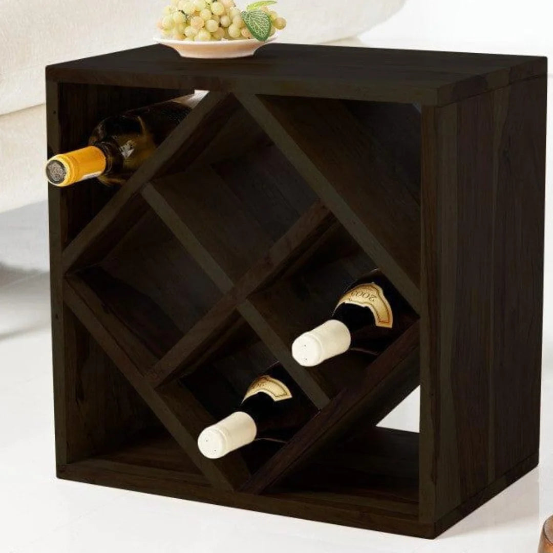 Modern Diamond Wine Rack Cube with Geometric Design