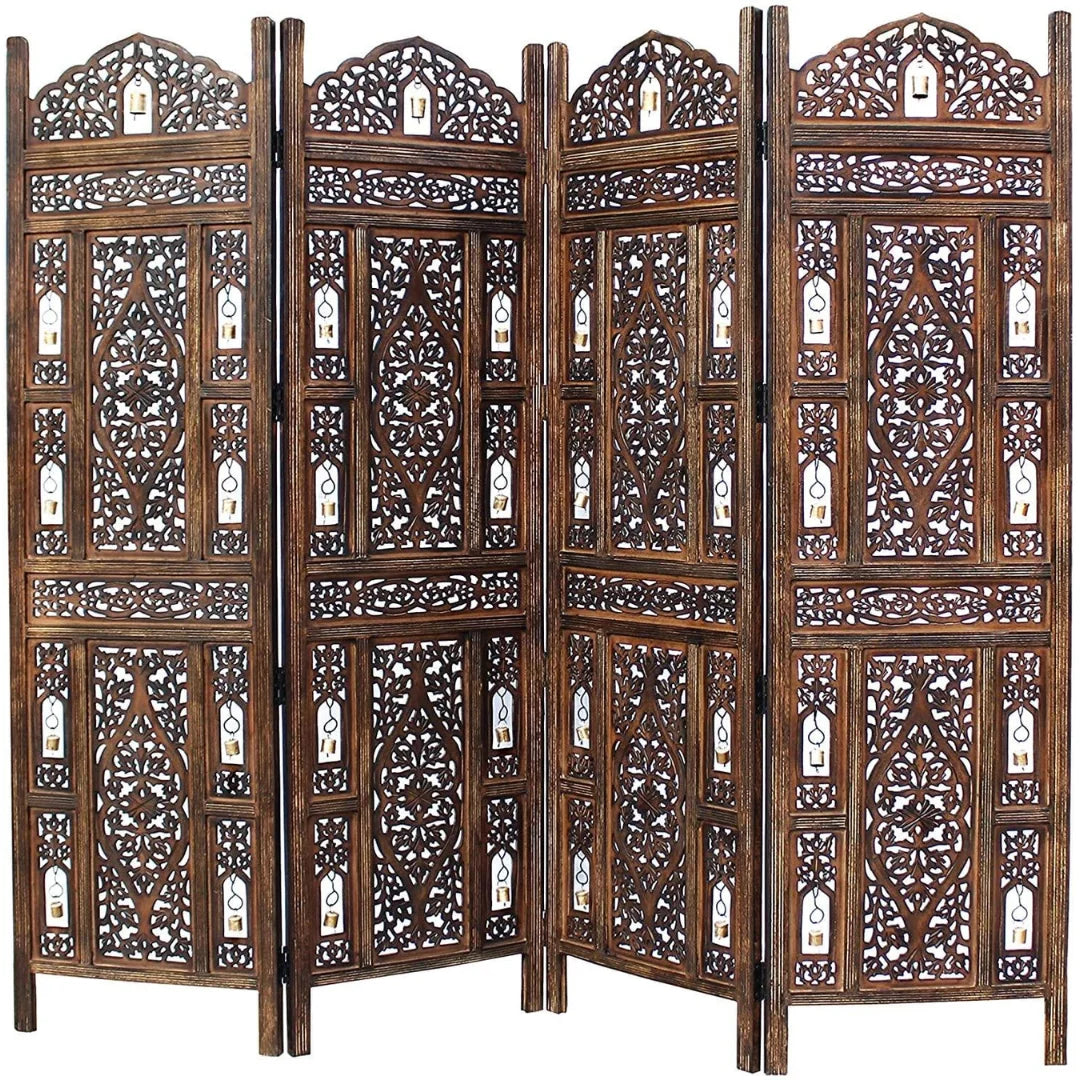 Islamic Four-Panel Room Divider with Gothic Arch Design