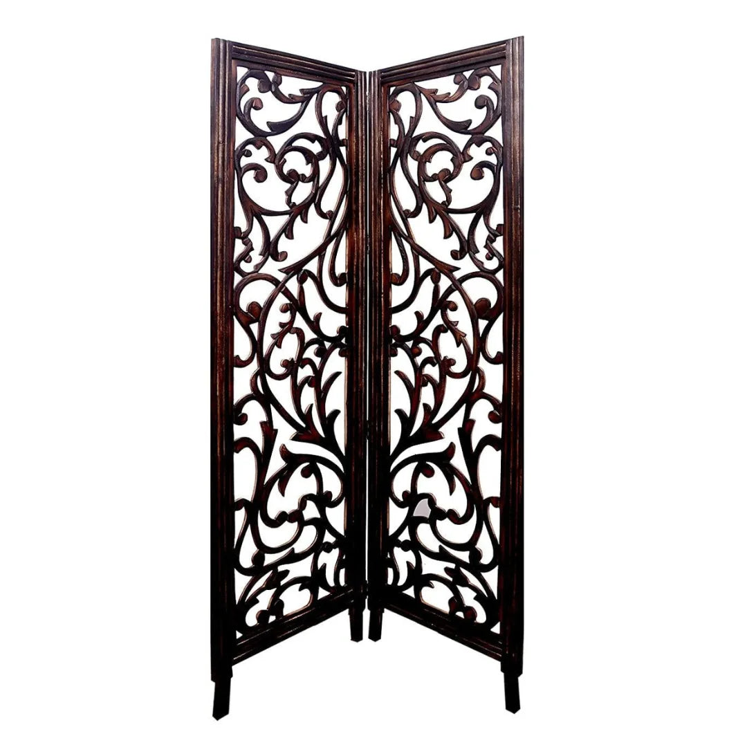 Gothic Four-Panel Room Divider with Arabesque Design