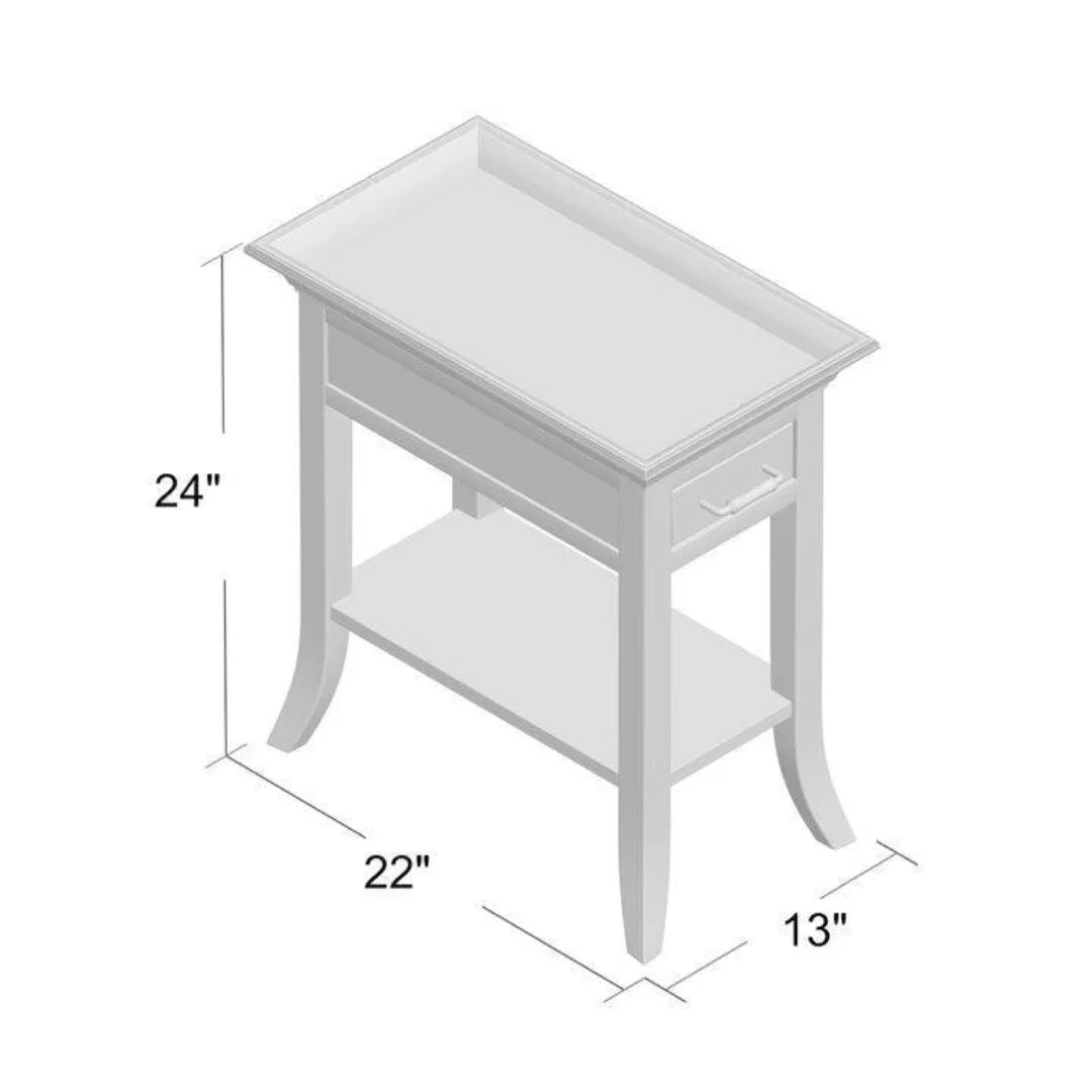 Traditional Tray Top End Table with Storage-Wooden Crest