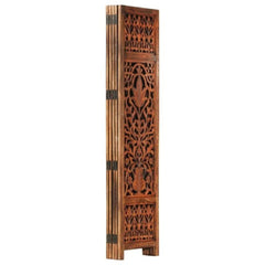Victorian Five-Panel Room Divider with Scrollwork Design-Wooden Crest